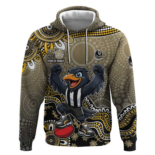 Personalized Magpies Football Mascot Hoodie Aboriginal Dot Art Style Vibrant Indigenous Pattern Design