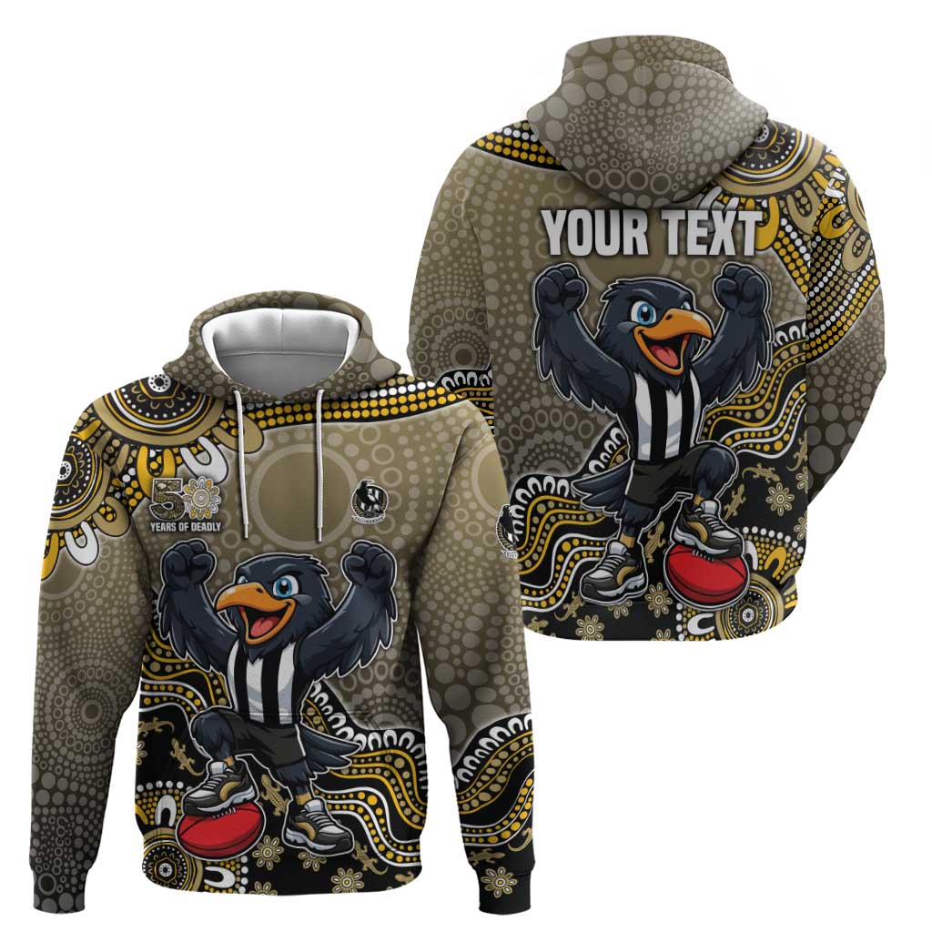 Personalized Magpies Football Mascot Hoodie Aboriginal Dot Art Style Vibrant Indigenous Pattern Design