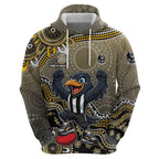 Personalized Magpies Football Mascot Hoodie Aboriginal Dot Art Style Vibrant Indigenous Pattern Design