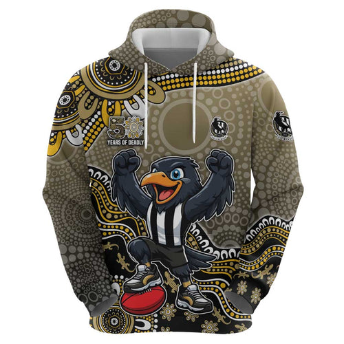 Personalized Magpies Football Mascot Hoodie Aboriginal Dot Art Style Vibrant Indigenous Pattern Design