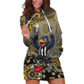 Personalized Magpies Football Mascot Hoodie Dress Aboriginal Dot Art Style Vibrant Indigenous Pattern Design