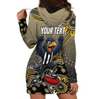 Personalized Magpies Football Mascot Hoodie Dress Aboriginal Dot Art Style Vibrant Indigenous Pattern Design