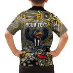 Personalized Magpies Football Mascot Kid Hawaiian Shirt Aboriginal Dot Art Style Vibrant Indigenous Pattern Design