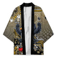 Personalized Magpies Football Mascot Kimono Aboriginal Dot Art Style Vibrant Indigenous Pattern Design