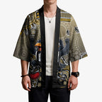 Personalized Magpies Football Mascot Kimono Aboriginal Dot Art Style Vibrant Indigenous Pattern Design