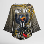 Personalized Magpies Football Mascot Kimono Sleeve Blouse Aboriginal Dot Art Style Vibrant Indigenous Pattern Design