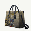 Personalized Magpies Football Mascot Leather Bag Aboriginal Dot Art Style Vibrant Indigenous Pattern Design