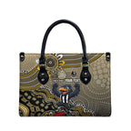 Personalized Magpies Football Mascot Leather Bag Aboriginal Dot Art Style Vibrant Indigenous Pattern Design