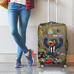 Personalized Magpies Football Mascot Luggage Cover Aboriginal Dot Art Style Vibrant Indigenous Pattern Design