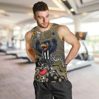 Personalized Magpies Football Mascot Men Tank Top Aboriginal Dot Art Style Vibrant Indigenous Pattern Design