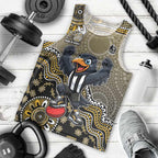 Personalized Magpies Football Mascot Men Tank Top Aboriginal Dot Art Style Vibrant Indigenous Pattern Design