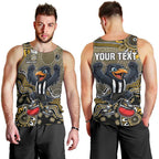 Personalized Magpies Football Mascot Men Tank Top Aboriginal Dot Art Style Vibrant Indigenous Pattern Design