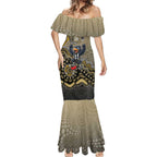 Personalized Magpies Football Mascot Mermaid Dress Aboriginal Dot Art Style Vibrant Indigenous Pattern Design