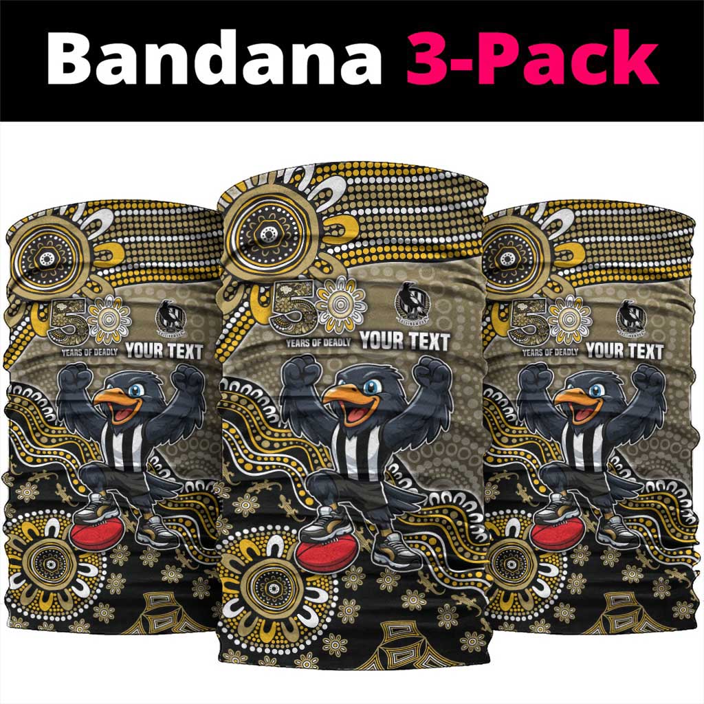 Personalized Magpies Football Mascot Neck Gaiter Aboriginal Dot Art Style Vibrant Indigenous Pattern Design