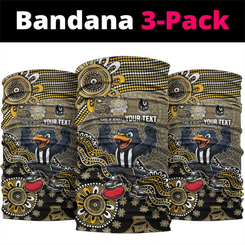 Personalized Magpies Football Mascot Neck Gaiter Aboriginal Dot Art Style Vibrant Indigenous Pattern Design
