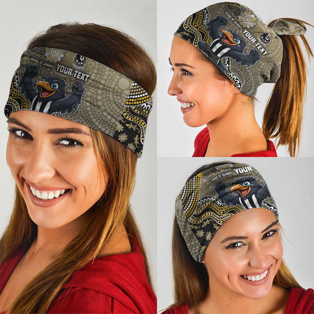 Personalized Magpies Football Mascot Neck Gaiter Aboriginal Dot Art Style Vibrant Indigenous Pattern Design