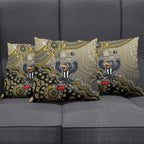 Personalized Magpies Football Mascot Pillow Cover Aboriginal Dot Art Style Vibrant Indigenous Pattern Design