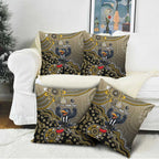 Personalized Magpies Football Mascot Pillow Cover Aboriginal Dot Art Style Vibrant Indigenous Pattern Design