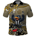 Personalized Magpies Football Mascot Polo Shirt Aboriginal Dot Art Style Vibrant Indigenous Pattern Design