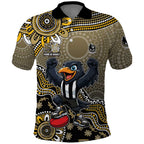 Personalized Magpies Football Mascot Polo Shirt Aboriginal Dot Art Style Vibrant Indigenous Pattern Design