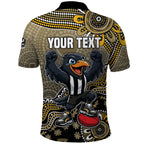 Personalized Magpies Football Mascot Polo Shirt Aboriginal Dot Art Style Vibrant Indigenous Pattern Design