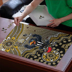 Personalized Magpies Football Mascot Puzzle Aboriginal Dot Art Style Vibrant Indigenous Pattern Design