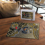 Personalized Magpies Football Mascot Puzzle Aboriginal Dot Art Style Vibrant Indigenous Pattern Design