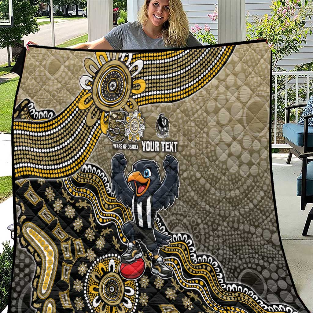 Personalized Magpies Football Mascot Quilt Aboriginal Dot Art Style Vibrant Indigenous Pattern Design