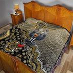 Personalized Magpies Football Mascot Quilt Aboriginal Dot Art Style Vibrant Indigenous Pattern Design
