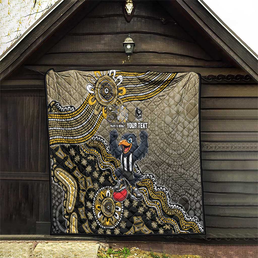 Personalized Magpies Football Mascot Quilt Aboriginal Dot Art Style Vibrant Indigenous Pattern Design