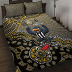 Personalized Magpies Football Mascot Quilt Bed Set Aboriginal Dot Art Style Vibrant Indigenous Pattern Design