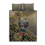 Personalized Magpies Football Mascot Quilt Bed Set Aboriginal Dot Art Style Vibrant Indigenous Pattern Design