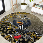 Personalized Magpies Football Mascot Round Carpet Aboriginal Dot Art Style Vibrant Indigenous Pattern Design