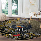 Personalized Magpies Football Mascot Round Carpet Aboriginal Dot Art Style Vibrant Indigenous Pattern Design