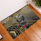 Personalized Magpies Football Mascot Rubber Doormat Aboriginal Dot Art Style Vibrant Indigenous Pattern Design