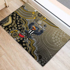 Personalized Magpies Football Mascot Rubber Doormat Aboriginal Dot Art Style Vibrant Indigenous Pattern Design