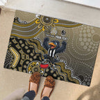 Personalized Magpies Football Mascot Rubber Doormat Aboriginal Dot Art Style Vibrant Indigenous Pattern Design