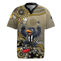 Personalized Magpies Football Mascot Rugby Jersey Aboriginal Dot Art Style Vibrant Indigenous Pattern Design