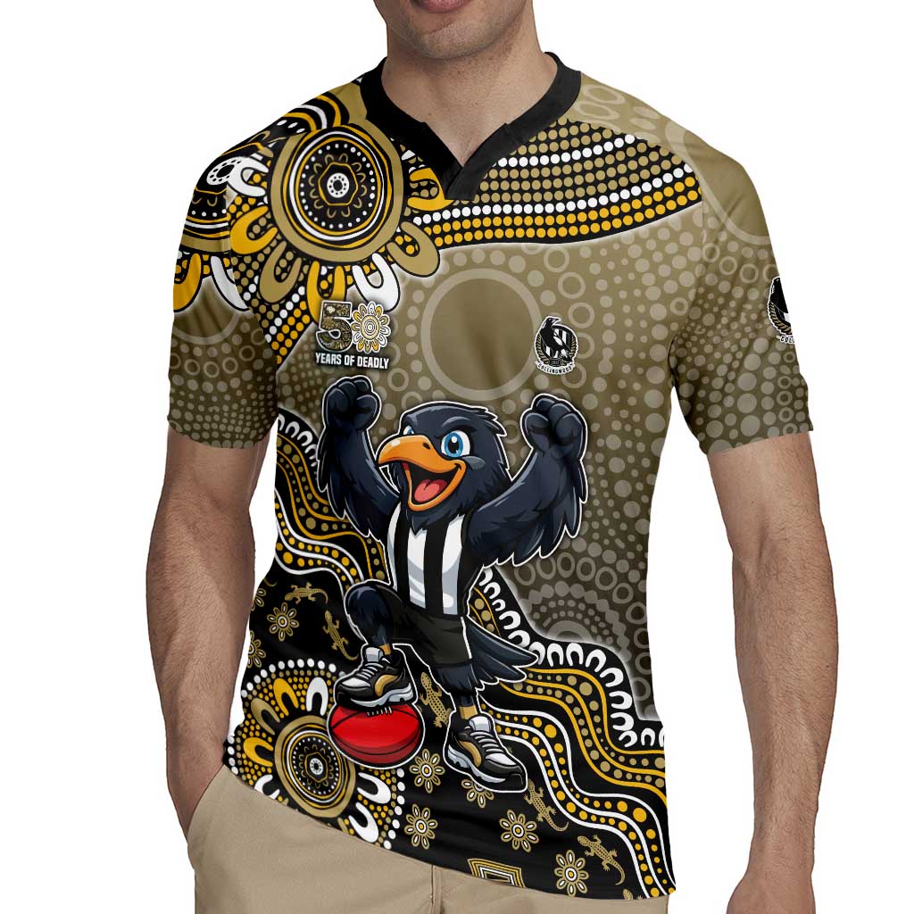 Personalized Magpies Football Mascot Rugby Jersey Aboriginal Dot Art Style Vibrant Indigenous Pattern Design