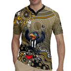 Personalized Magpies Football Mascot Rugby Jersey Aboriginal Dot Art Style Vibrant Indigenous Pattern Design