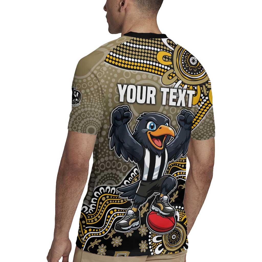 Personalized Magpies Football Mascot Rugby Jersey Aboriginal Dot Art Style Vibrant Indigenous Pattern Design