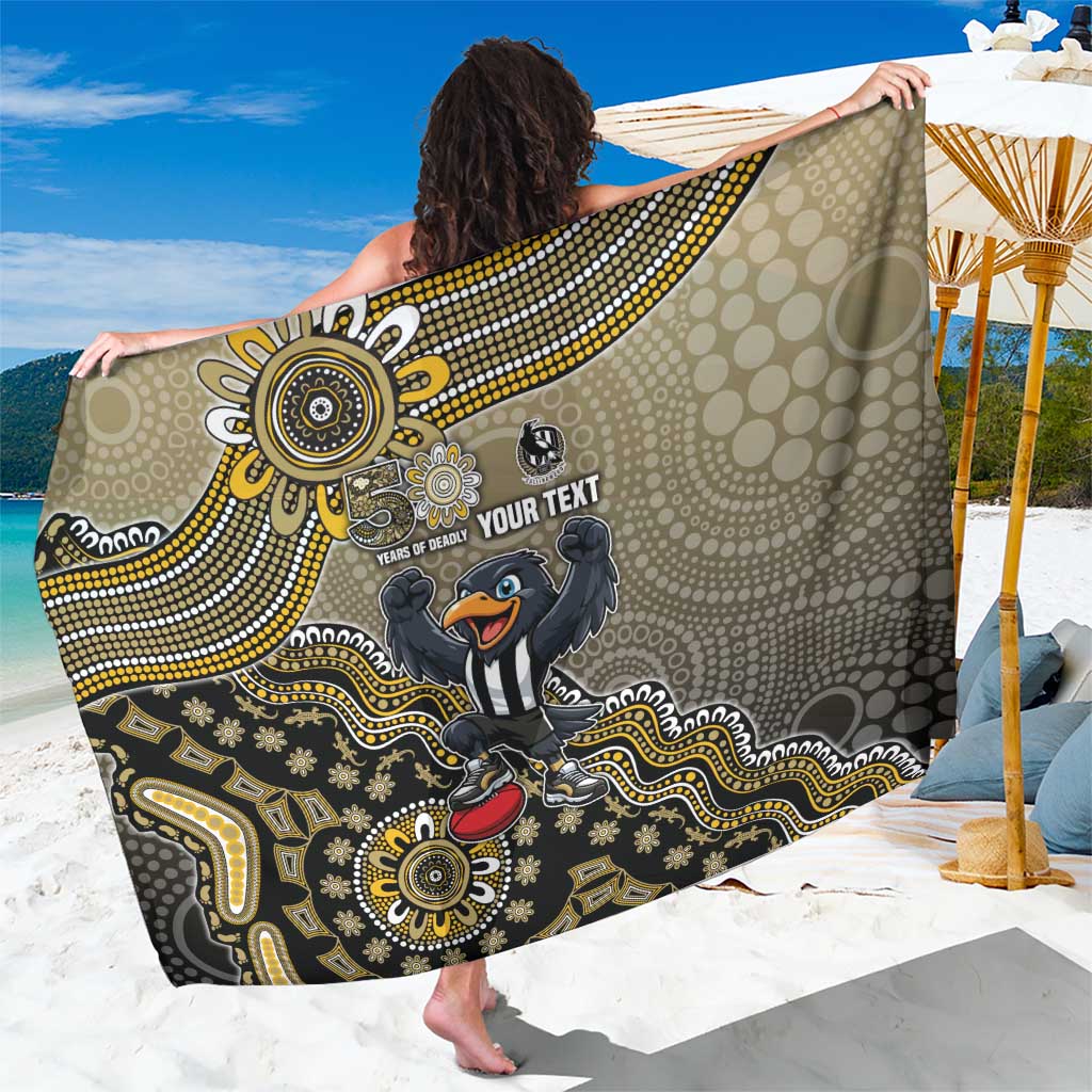 Personalized Magpies Football Mascot Sarong Aboriginal Dot Art Style Vibrant Indigenous Pattern Design