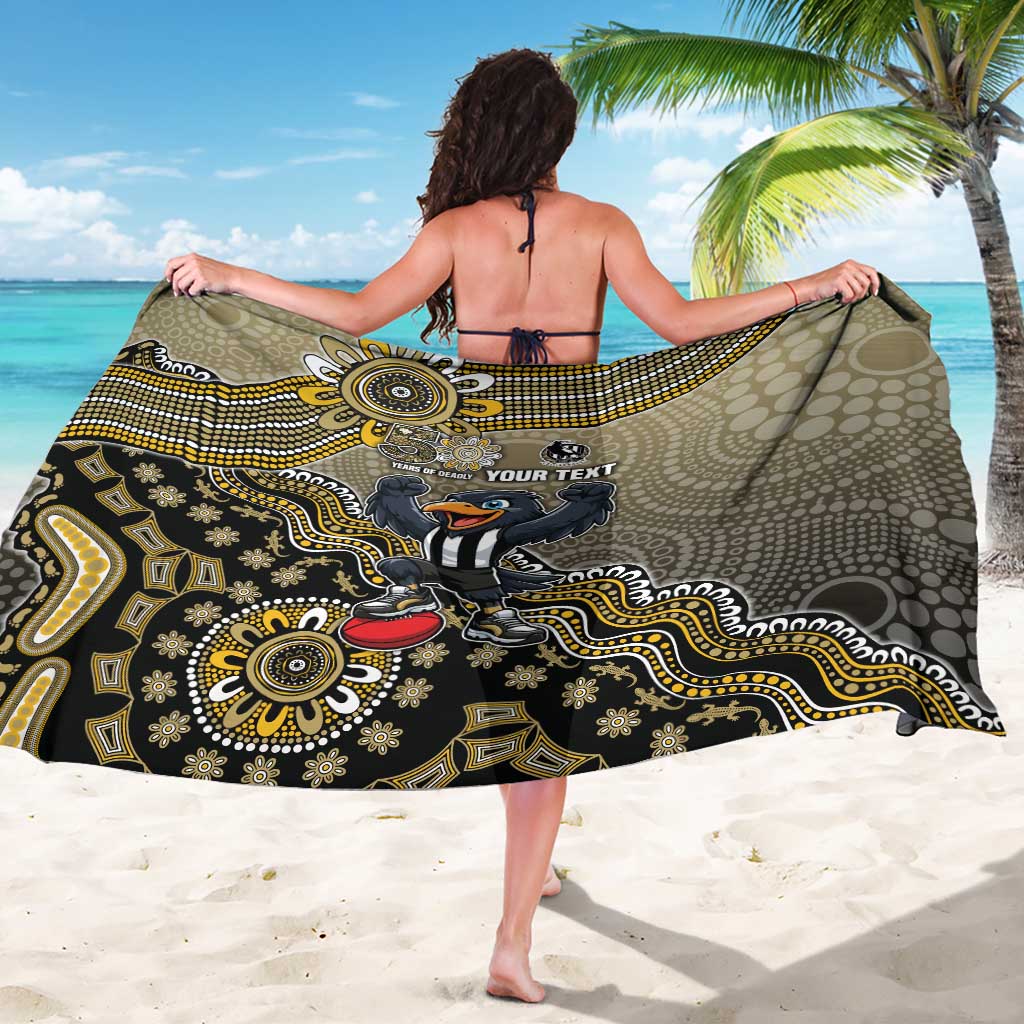 Personalized Magpies Football Mascot Sarong Aboriginal Dot Art Style Vibrant Indigenous Pattern Design