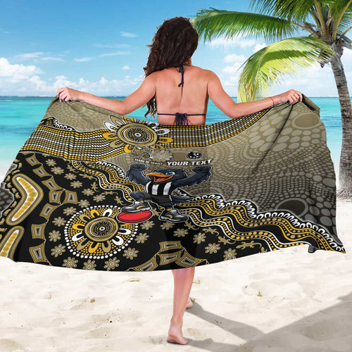 Personalized Magpies Football Mascot Sarong Aboriginal Dot Art Style Vibrant Indigenous Pattern Design