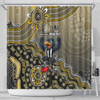 Personalized Magpies Football Mascot Shower Curtain Aboriginal Dot Art Style Vibrant Indigenous Pattern Design