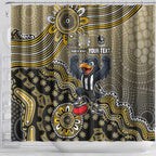 Personalized Magpies Football Mascot Shower Curtain Aboriginal Dot Art Style Vibrant Indigenous Pattern Design