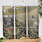 Personalized Magpies Football Mascot Skinny Tumbler Aboriginal Dot Art Style Vibrant Indigenous Pattern Design
