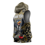 Personalized Magpies Football Mascot Sleeveless Hoodie Aboriginal Dot Art Style Vibrant Indigenous Pattern Design