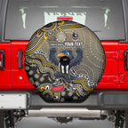 Personalized Magpies Football Mascot Spare Tire Cover Aboriginal Dot Art Style Vibrant Indigenous Pattern Design