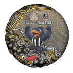 Personalized Magpies Football Mascot Spare Tire Cover Aboriginal Dot Art Style Vibrant Indigenous Pattern Design